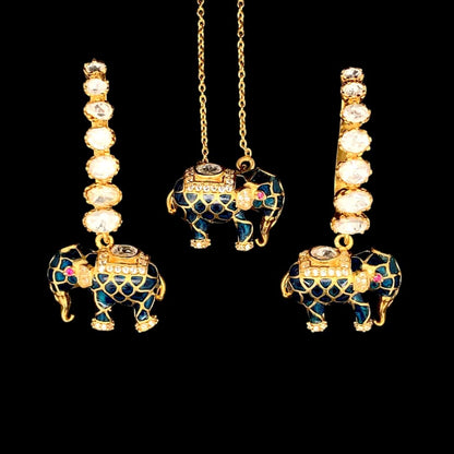 Matangini Royale Necklace Set (Pure Silver) - Teal