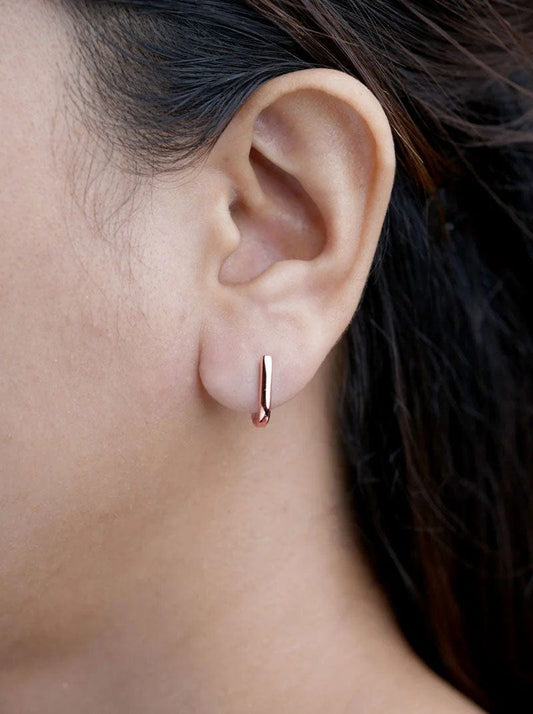 Rectangle Huggie Earrings Rose Gold
