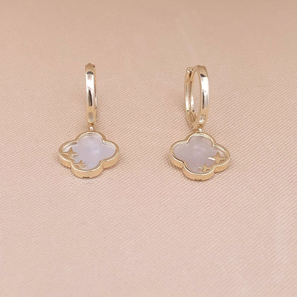 Leaf Clover Huggie Earrings
