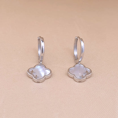 Leaf Clover Huggie Earrings