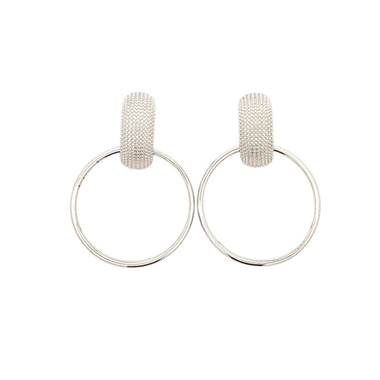 Circle Drop Earrings (Pure Silver) - Silver