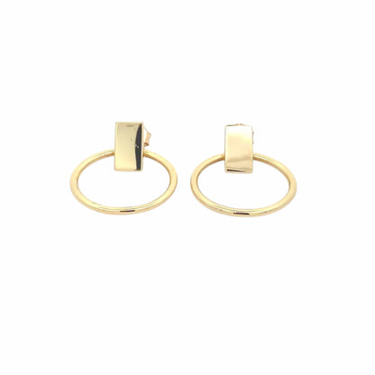 Circle Drop Earrings (Pure Silver) - Gold