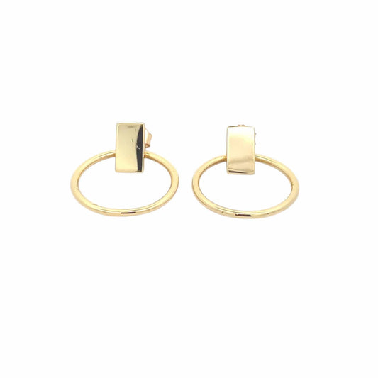 Circle Drop Earrings (Pure Silver) - Gold