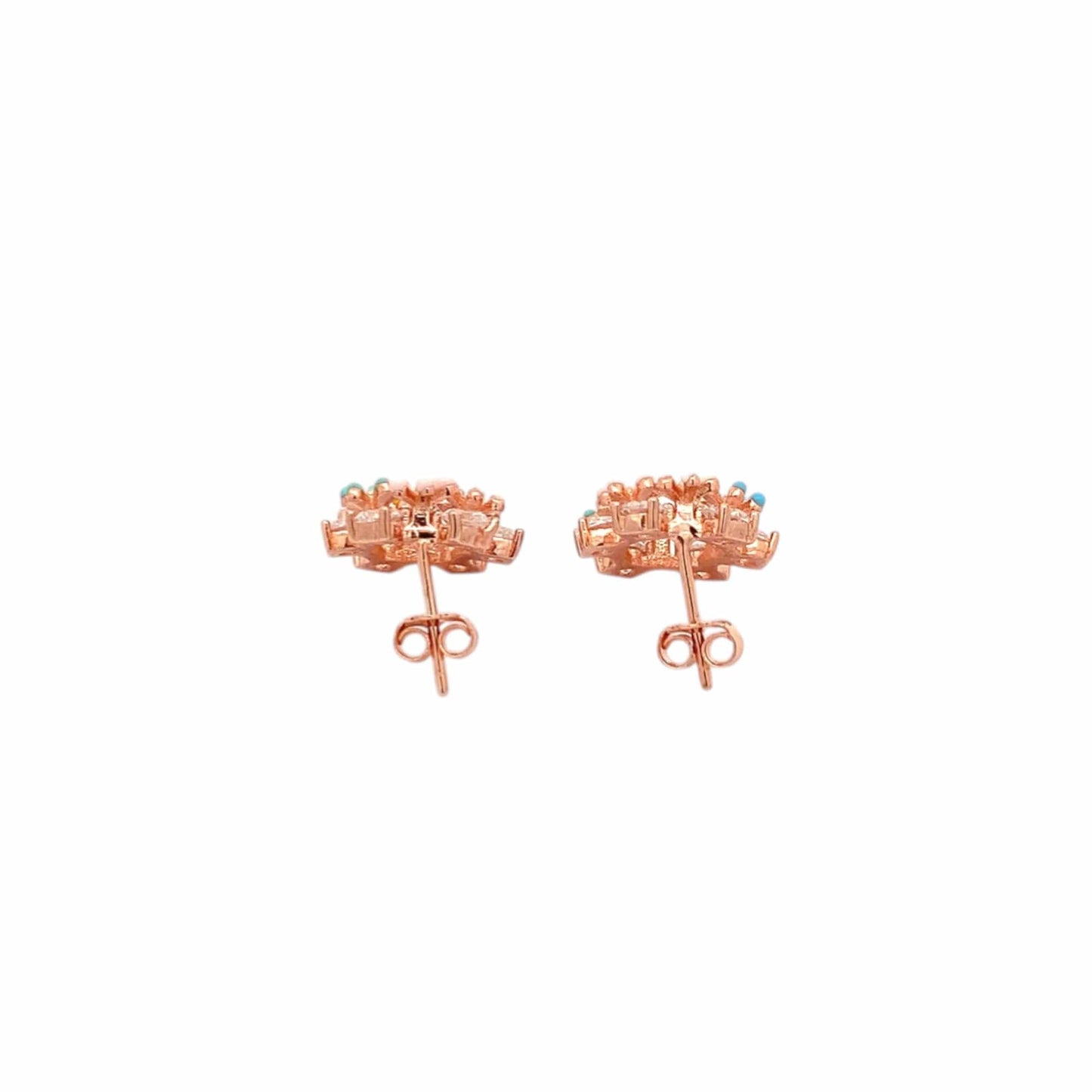 Floral Stud Earrings (Pure Silver) - Rose Gold