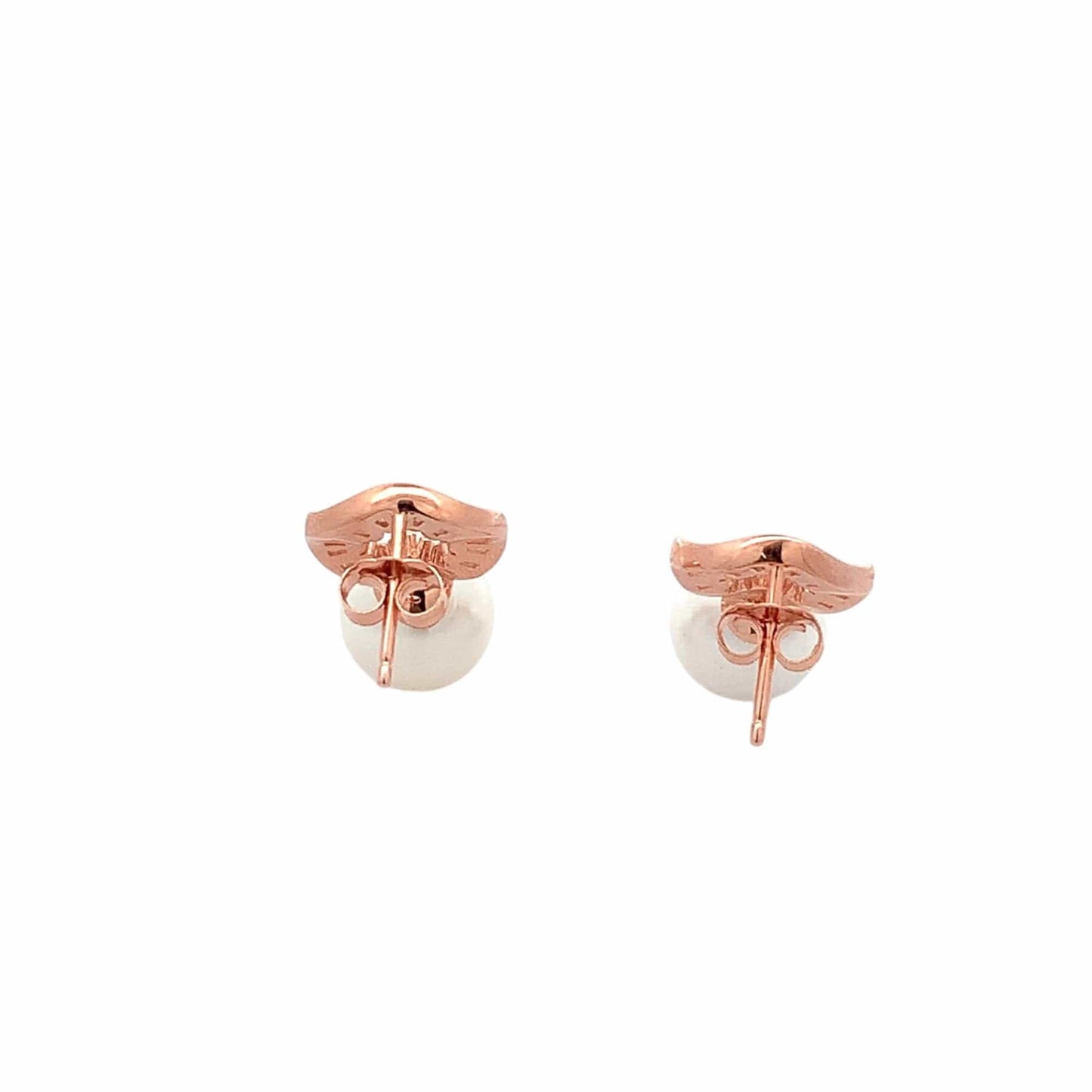 Floral Pearl Teardrop Earrings (Pure Silver) - Rose Gold
