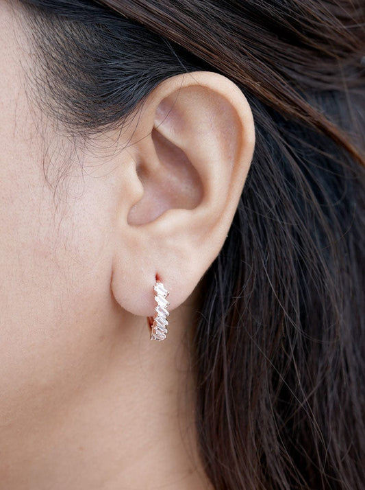 Circle Huggie Earrings Rose Gold