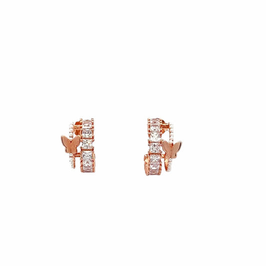 Circle Hoop Earrings (Pure Silver) - Rose Gold