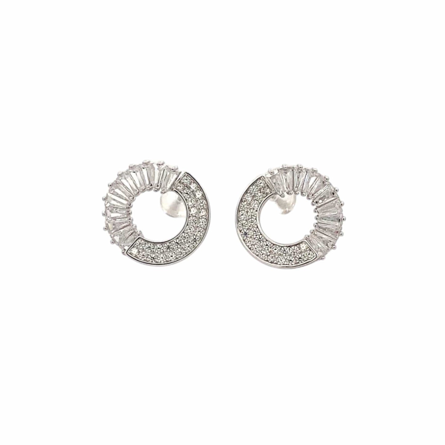 Twisted Circle Hoop Earrings (Pure Silver) - Silver