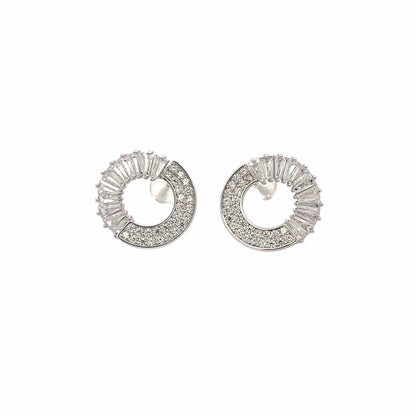 Twisted Circle Hoop Earrings (Pure Silver) - Silver