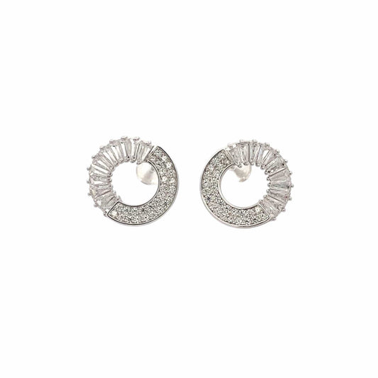 Twisted Circle Hoop Earrings (Pure Silver) - Silver