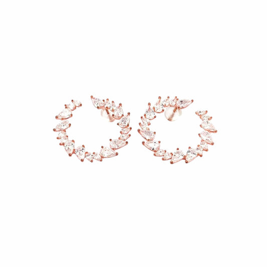 Leaf Hoop Earrings (Pure Silver) - Rose Gold