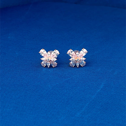 Diamond Butterfly Stud Earrings Rose Gold