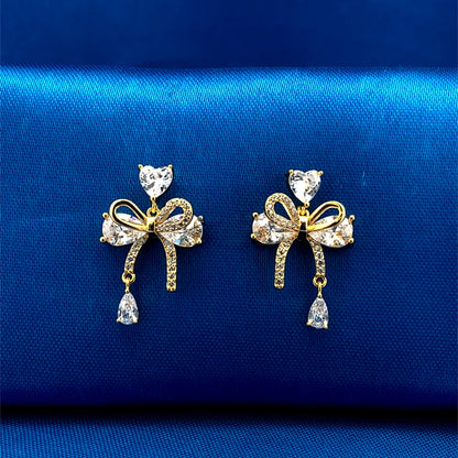 Bowknot Drop Earrings Gold