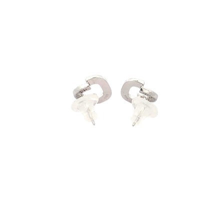 Twisted Black and White Stud Earrings (Pure Silver) - Silver