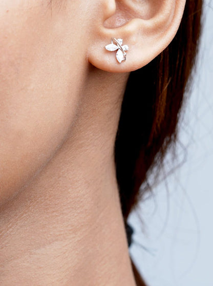 Baguette Butterfly Stud Earrings