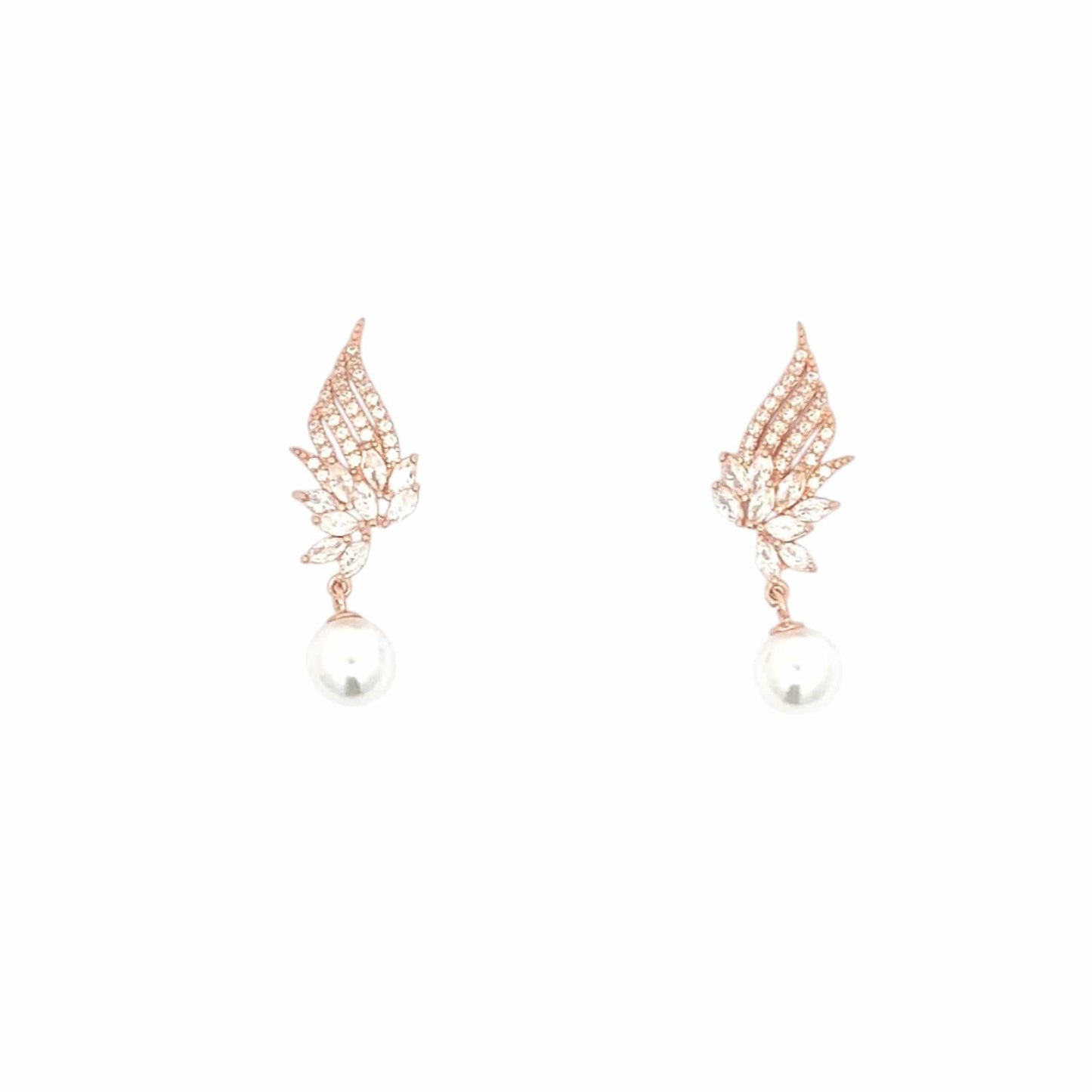Angel Wing Drop Earrings (Pure Silver) - Rose Gold