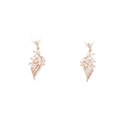 Angel Wing Drop Earrings (Pure Silver) - Rose Gold