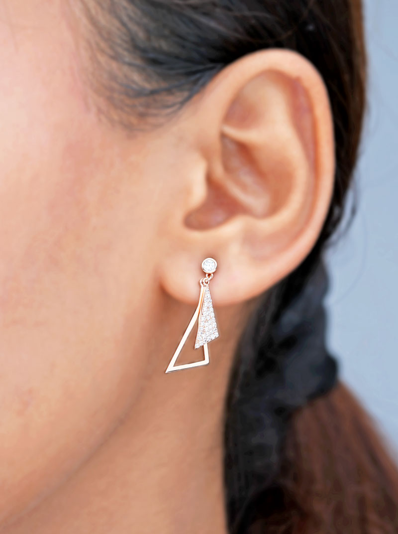 Scalene Triangle Drop Earrings Rose Gold