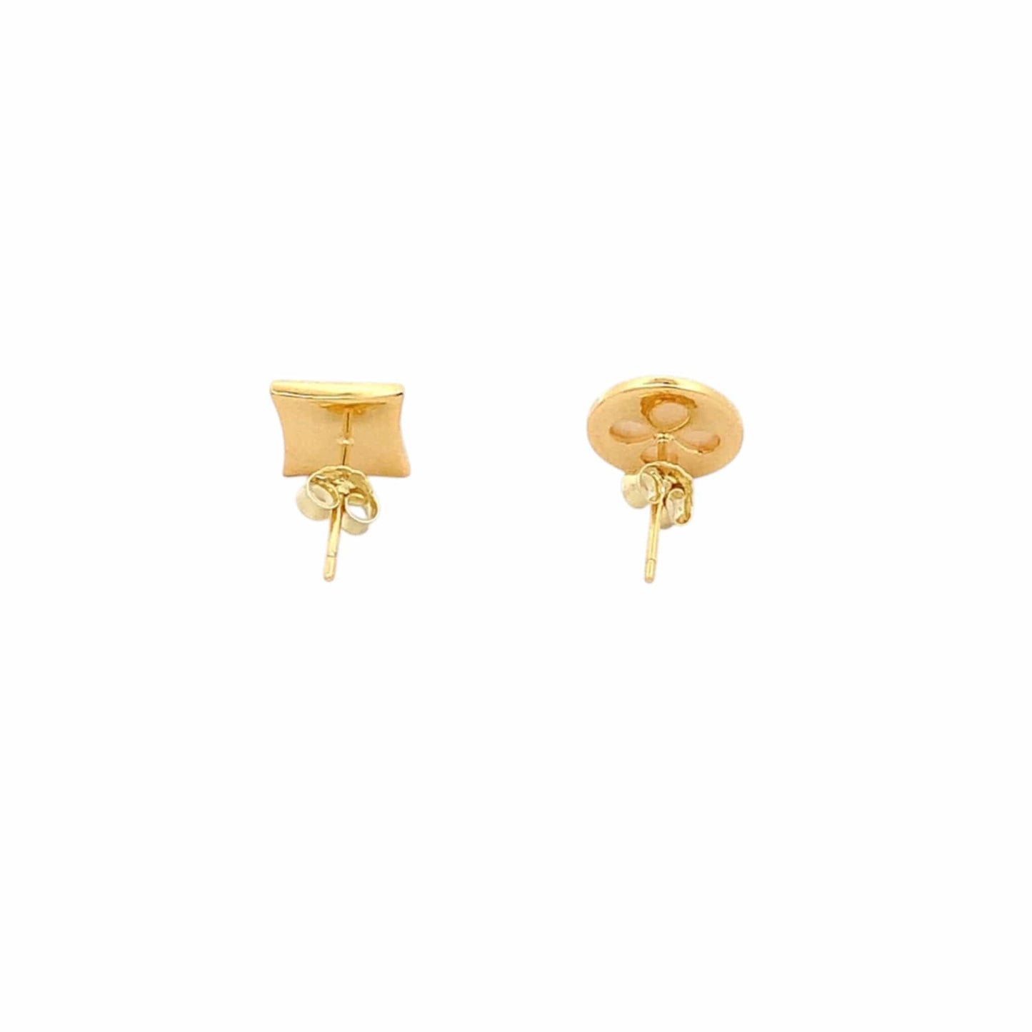 Circle & Square Stud Earrings (Pure Silver) - Gold