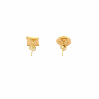 Circle & Square Stud Earrings (Pure Silver) - Gold