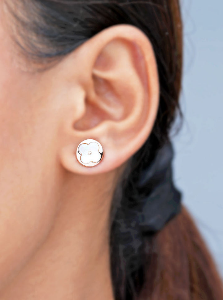 Circle & Square Stud Earrings Rose Gold