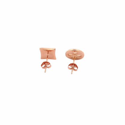 Circle & Square Stud Earrings (Pure Silver) - Rose Gold