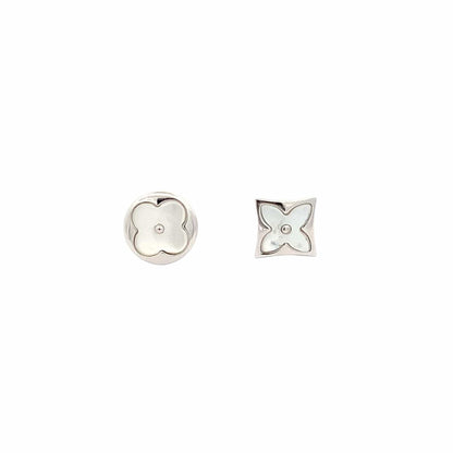 Circle & Square Stud Earrings (Pure Silver) - Silver
