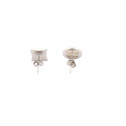 Circle & Square Stud Earrings (Pure Silver) - Silver