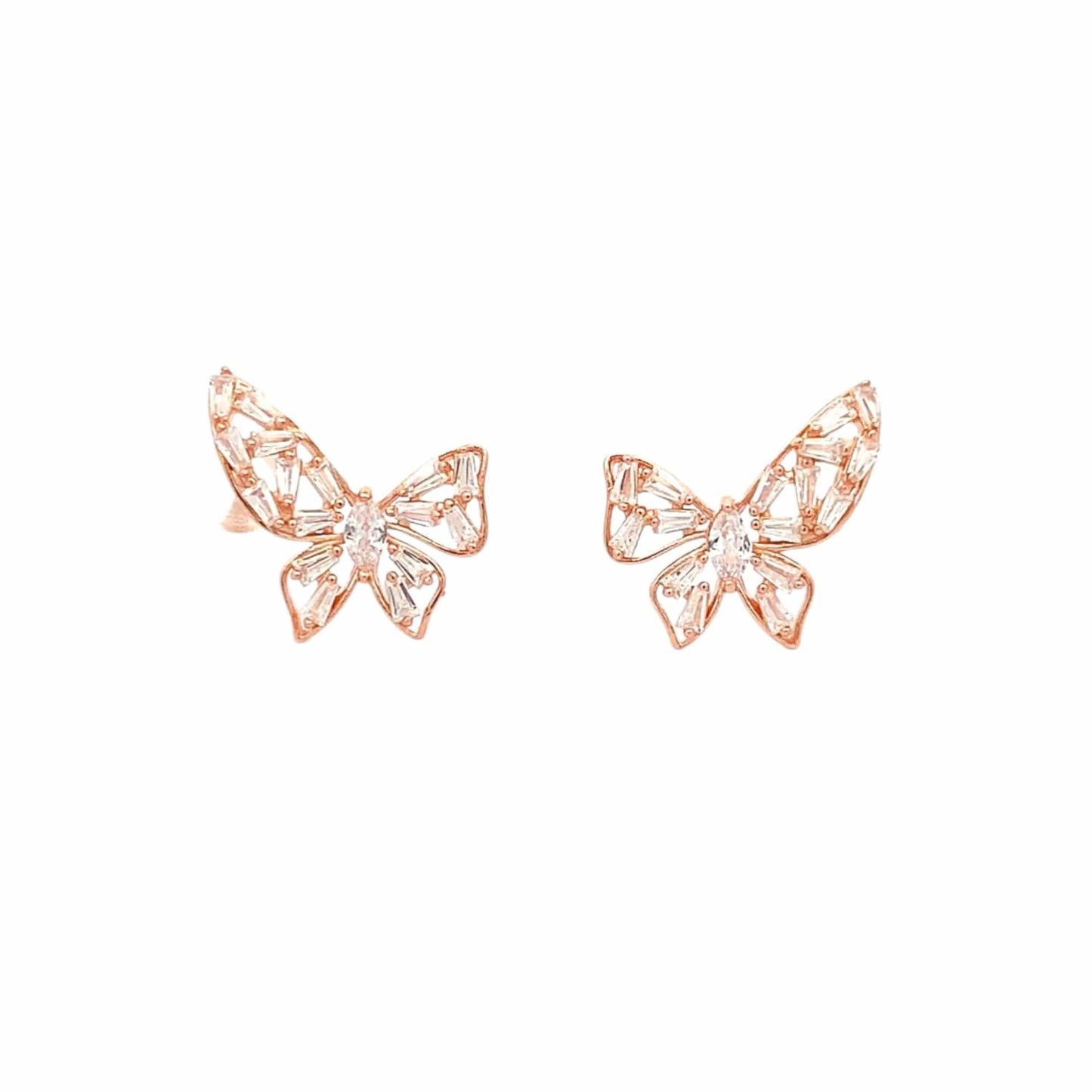 Dreamy Butterfly Stud Earrings (Pure Silver) - Rose Gold