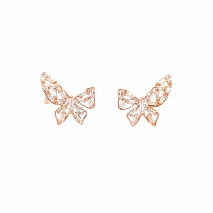 Dreamy Butterfly Stud Earrings (Pure Silver) - Rose Gold