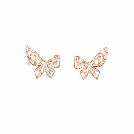 Dreamy Butterfly Stud Earrings (Pure Silver) - Rose Gold