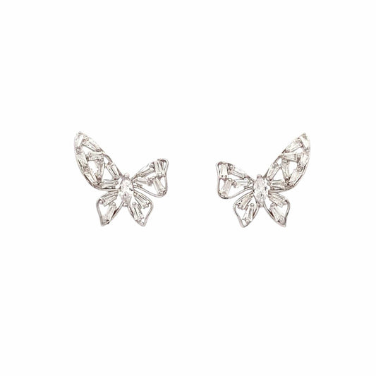 Dreamy Butterfly Stud Earrings (Pure Silver) - Silver