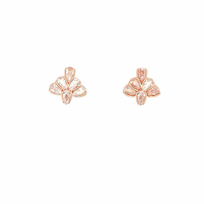 Overlapping Leaves Stud Earrings (Pure Silver) - Rose Gold