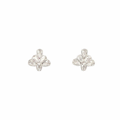 Overlapping Leaves Stud Earrings (Pure Silver) - Silver
