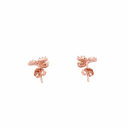 Fan Pearl Stud Earrings (Pure Silver) - Rose Gold