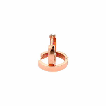 Baguette Rainbow Circle Huggie Earrings (Pure Silver) - Rose Gold