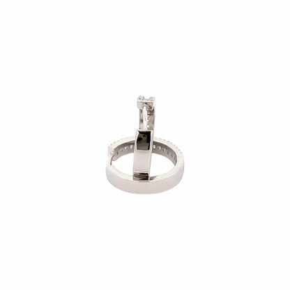 Baguette Round Huggie Earrings (Pure Silver) - Silver
