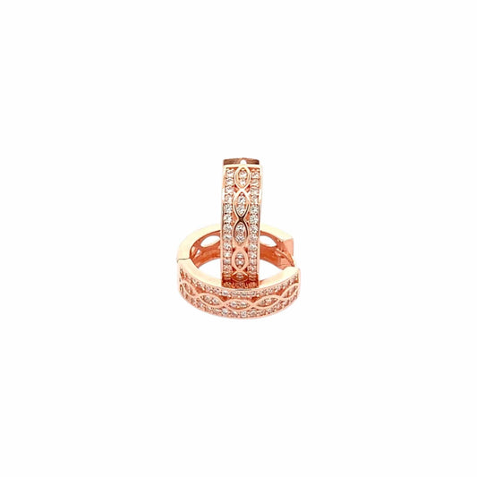 Dual-layer Zircon Huggie Earrings (Pure Silver) - Rose Gold