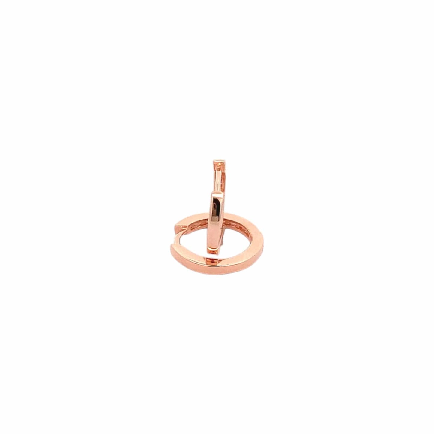 Baguette Cut Circle Huggie Earrings (Pure Silver) - Rose Gold