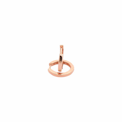 Baguette Cut Circle Huggie Earrings (Pure Silver) - Rose Gold