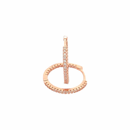 Inside-Out Zircon Small Circle Huggie Earrings (Pure Silver) - Rose Gold