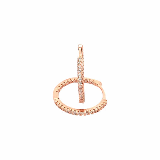 Inside-Out Zircon Small Circle Huggie Earrings (Pure Silver) - Rose Gold