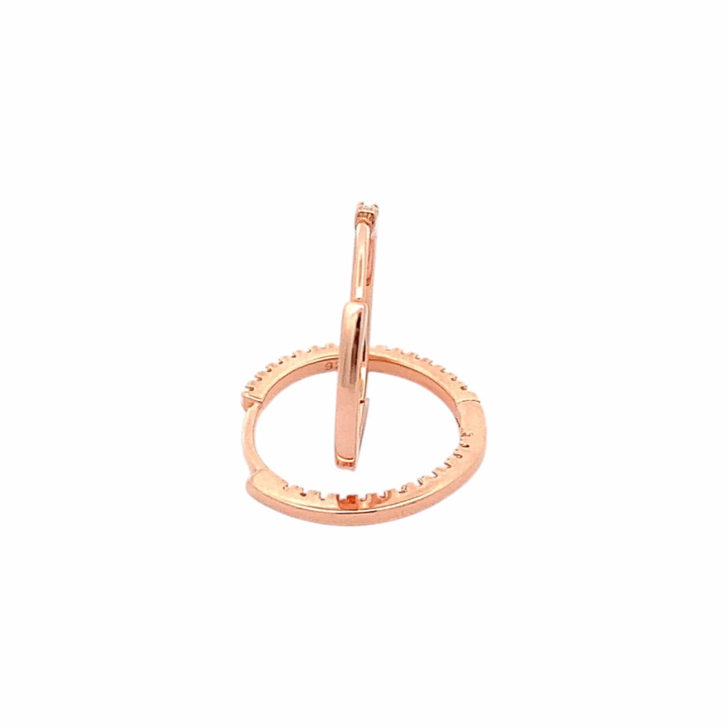 Inside-Out Zircon Small Circle Huggie Earrings (Pure Silver) - Rose Gold