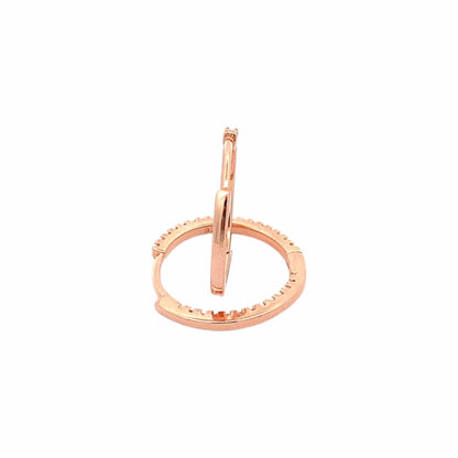 Inside-Out Zircon Small Circle Huggie Earrings (Pure Silver) - Rose Gold