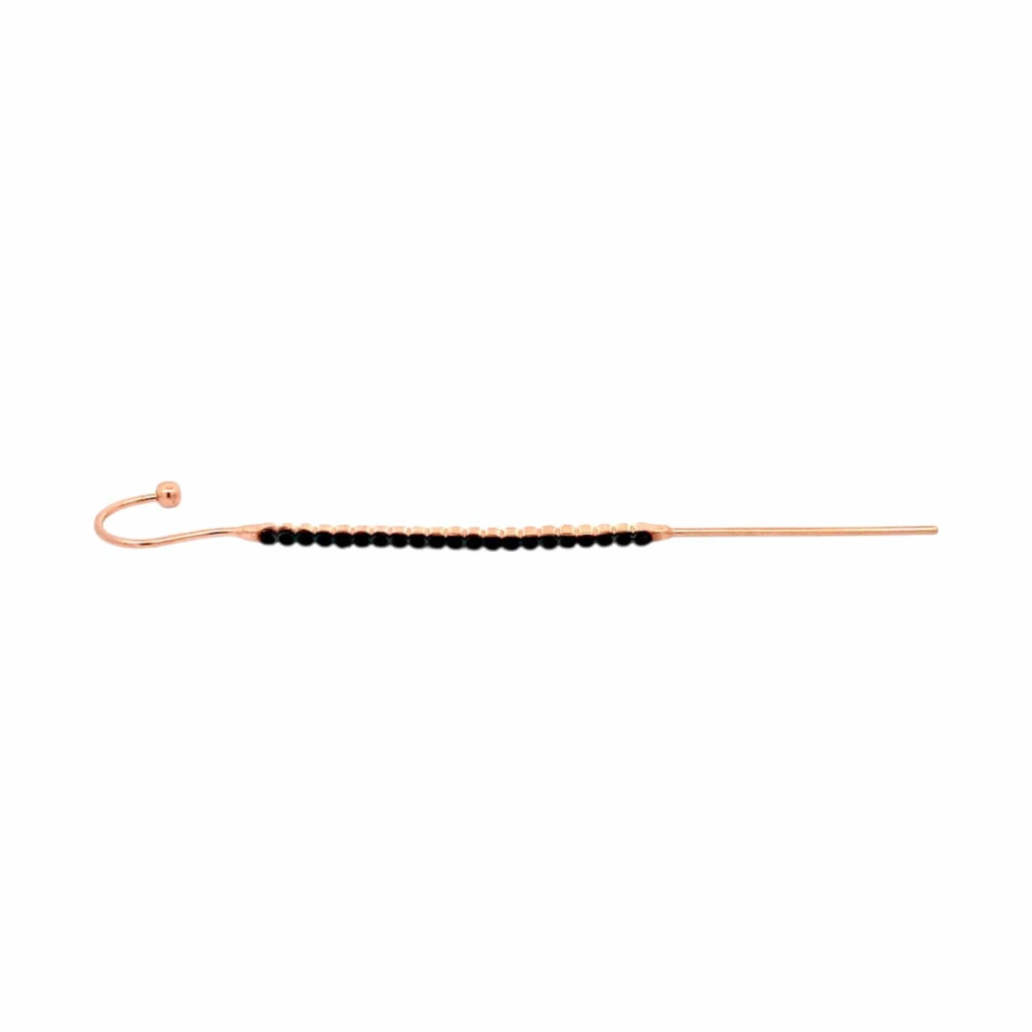 Black Thread Single Earring (Pure Silver) - Rose Gold