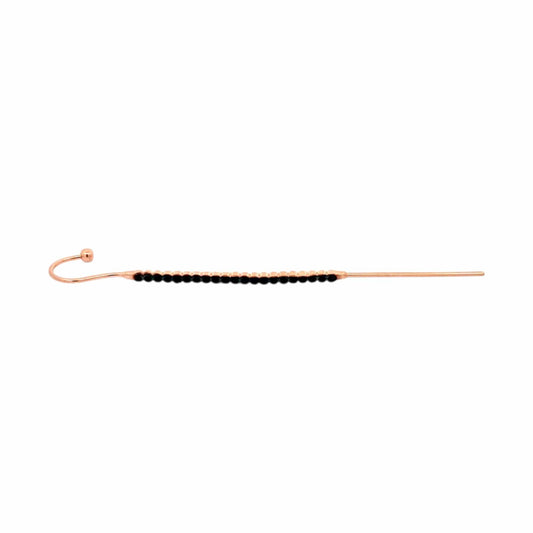 Black Thread Single Earring (Pure Silver) - Rose Gold