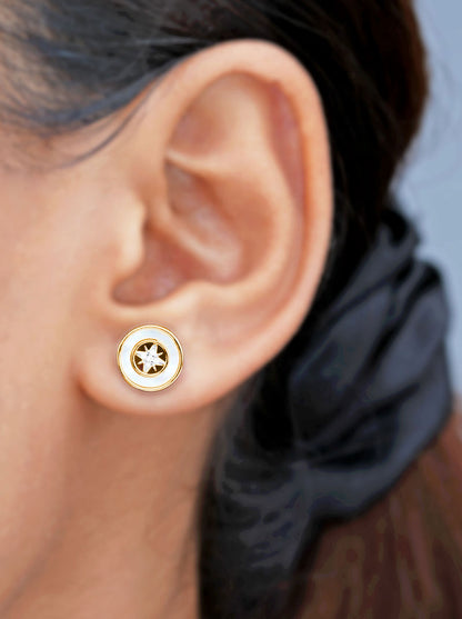 Round NorthStar Stud Earrings Gold