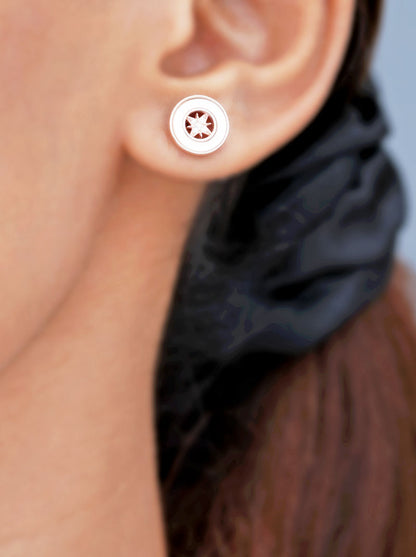 Round NorthStar Stud Earrings Rose Gold