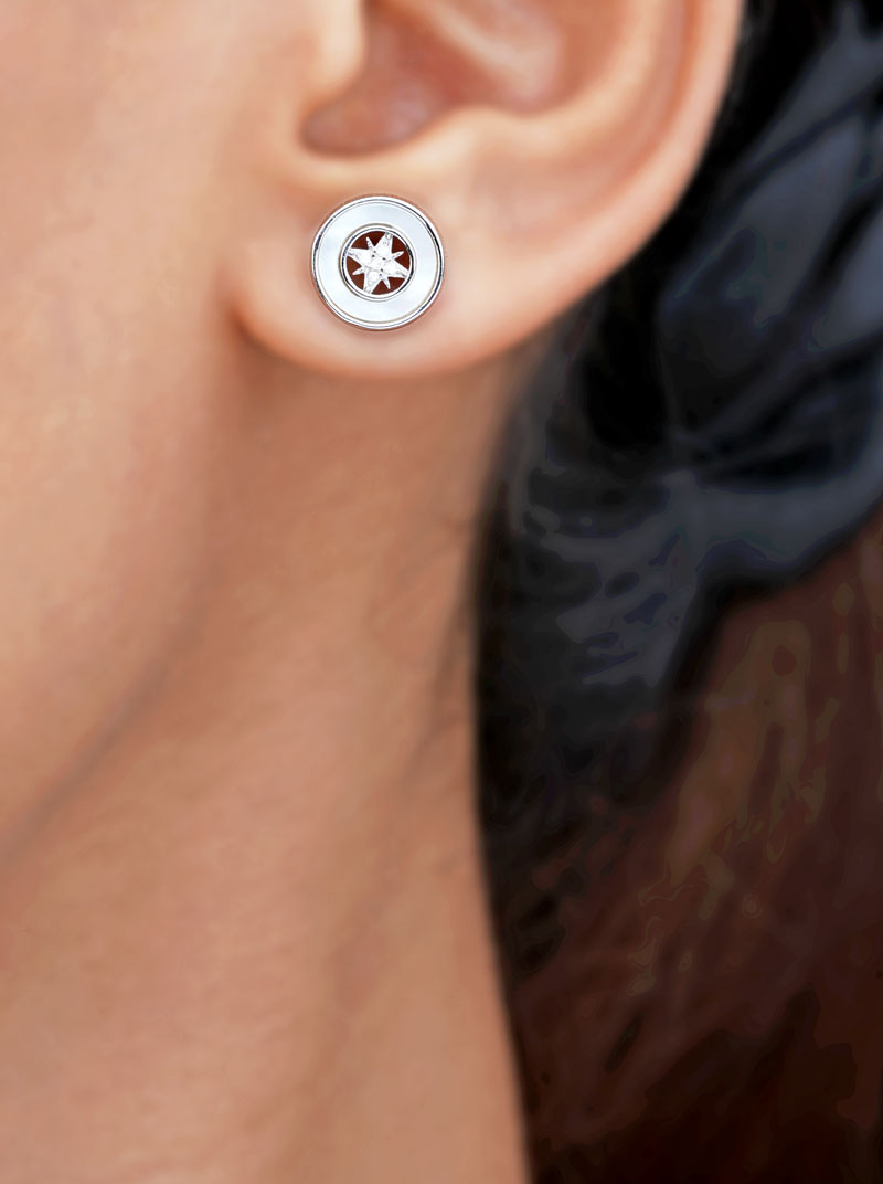 Round NorthStar Stud Earrings Silver