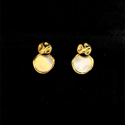 Coin Pearl Drop Earrings